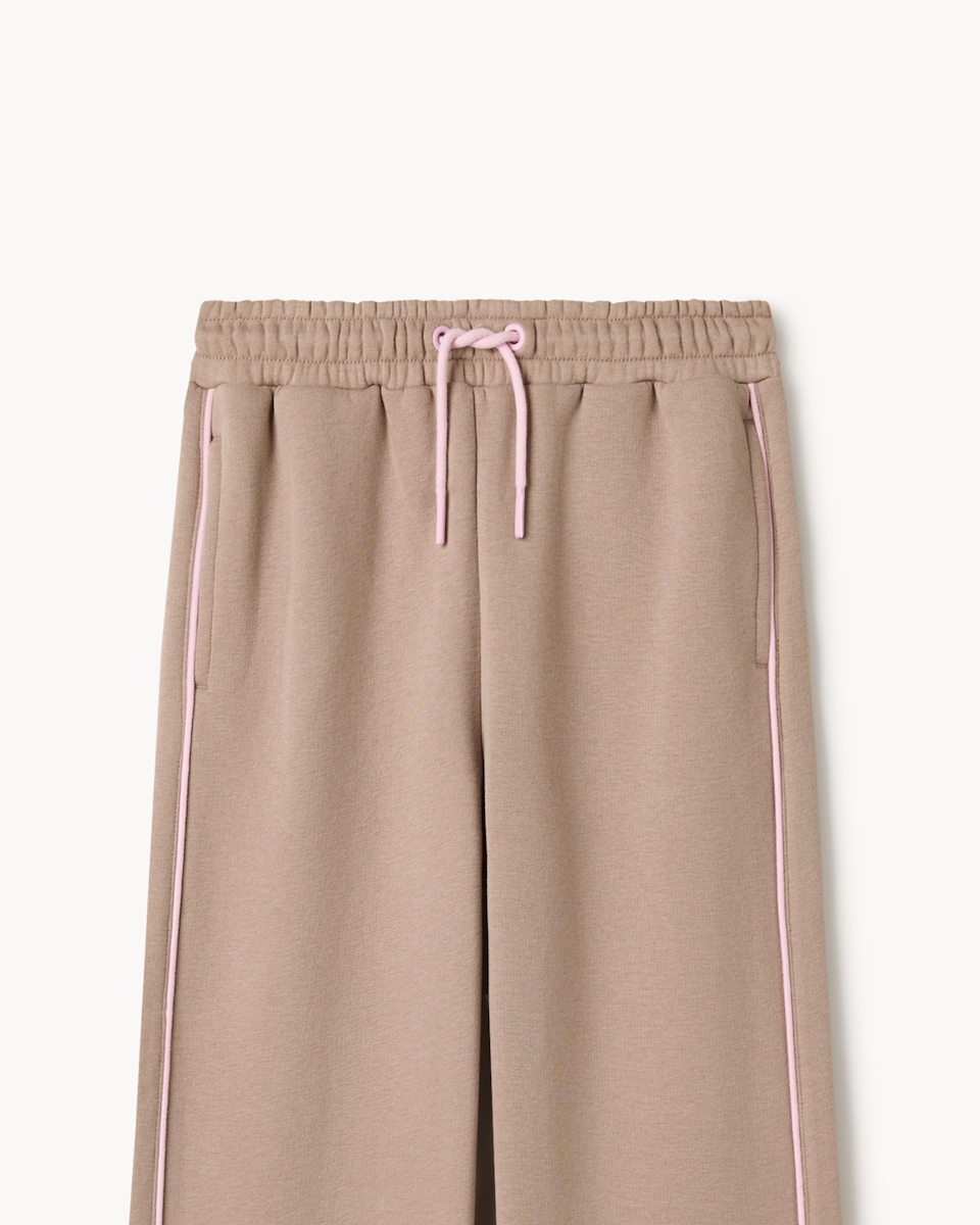 image 1 of F&F Girls Cotton Rich Wide Leg Joggers in Tan