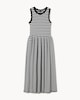 image 4 of F&F Cotton Rich Striped Scallop Edge Sleeveless Dress in Multi Black White