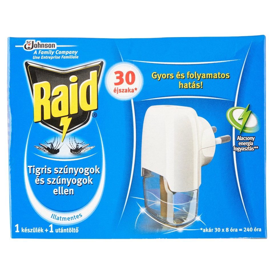Raid szúnyogirtó elektromos készülék illatmentes utántöltővel 21 ml