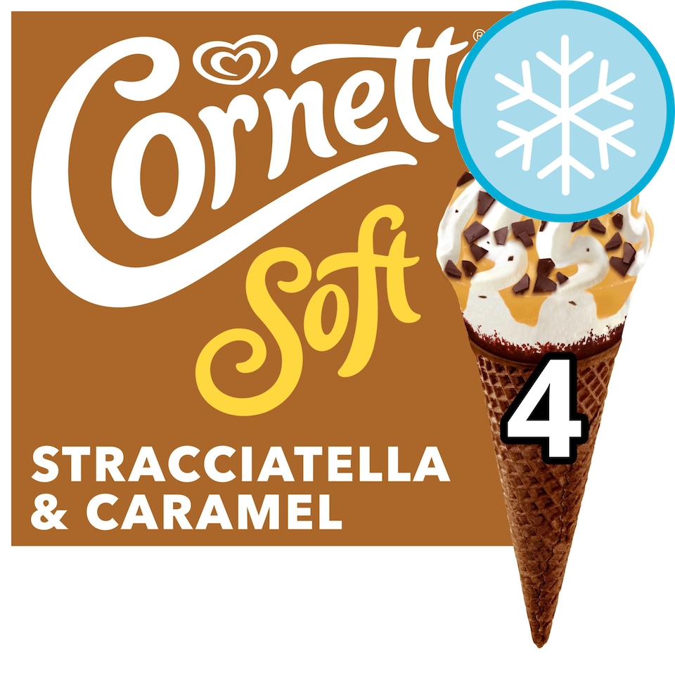 image 1 of Cornetto Soft Caramel Stracciatella Ice Cream Cones 4x140ml