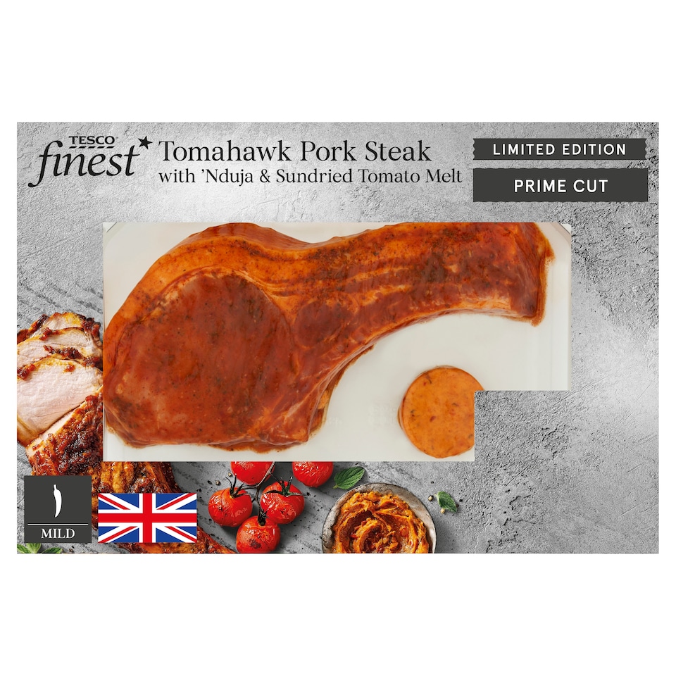 Tesco Finest Tomahawk Pork Steak with 'Nduja and Sundried Tomato Melt  