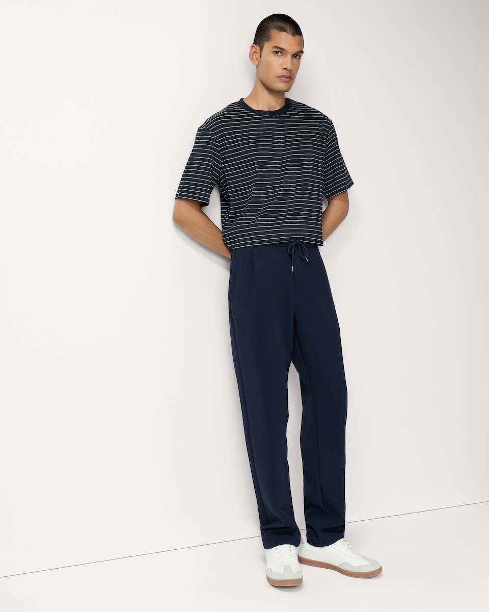 image 1 of F&F Striped Quick Dry T-shirt in Navy