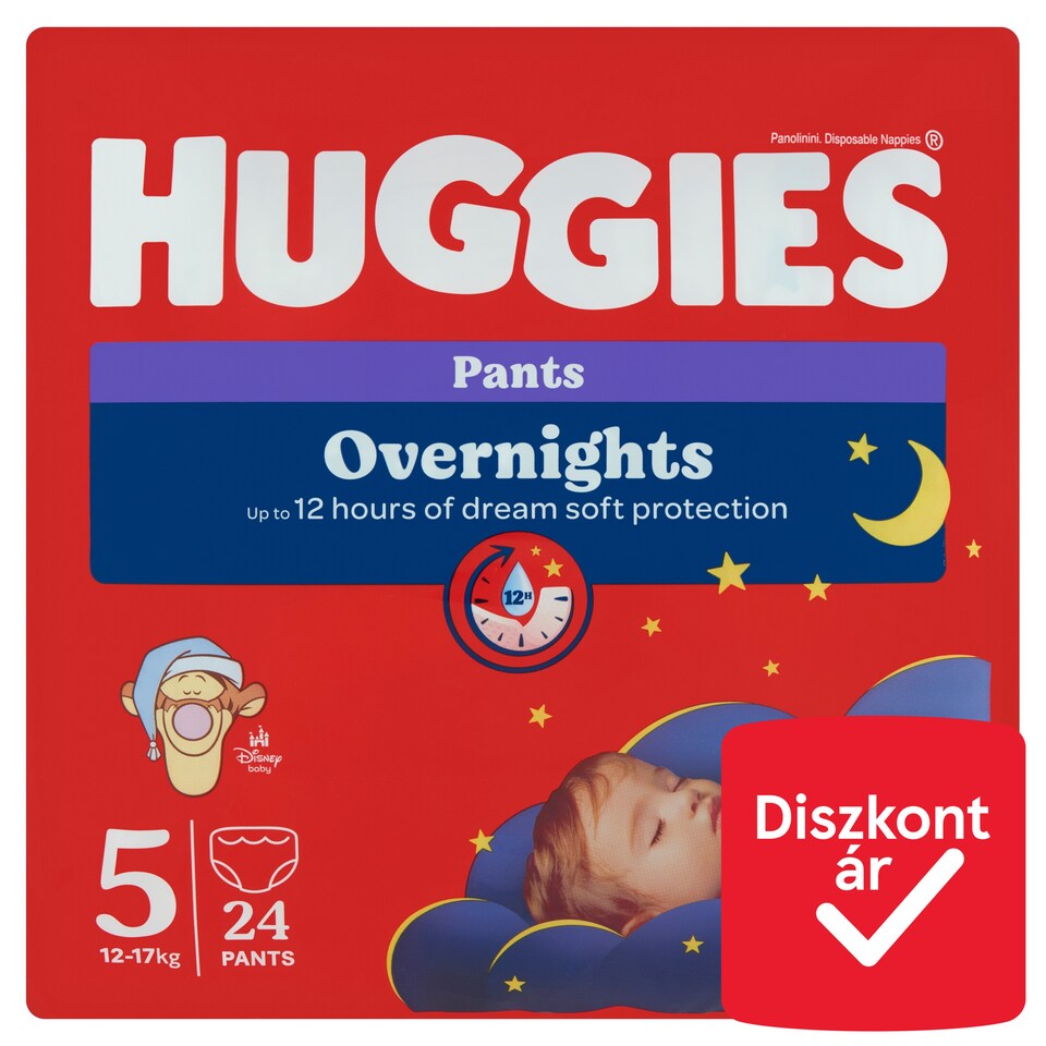 Huggies Overnights éjszakai bugyipelenka kisbabák számára, méret: 5, 12-17 kg 24 db  1. kép