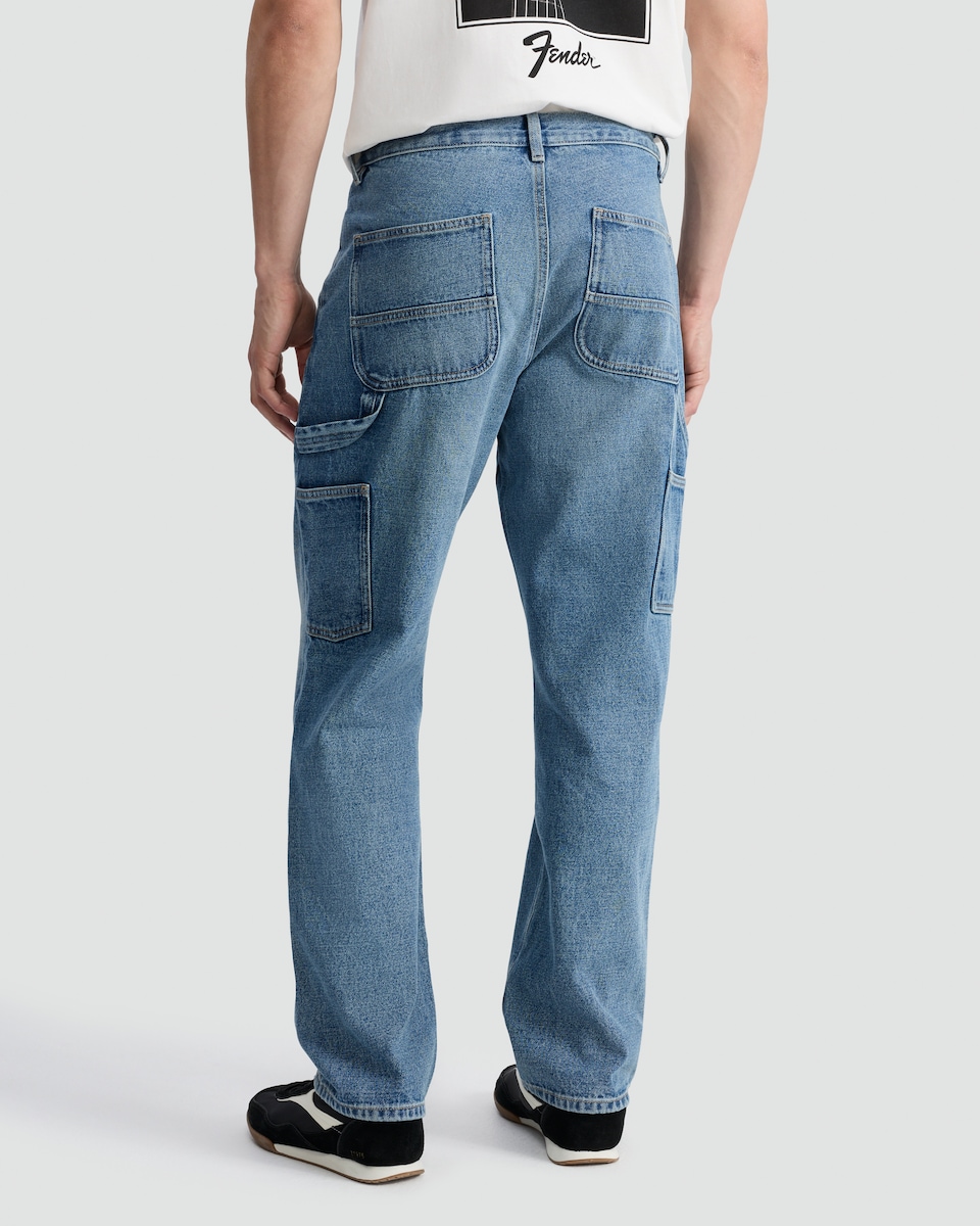 image 1 of F&F Pure Cotton Relaxed Carpenter Jeans in Blue
