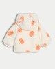 image 2 of F&F Baby Borg Textured Pumpkin Print Hooded Jacket in White