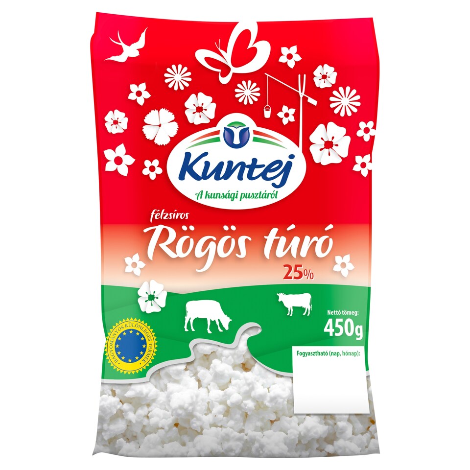 Kuntej Semi-Fat Rough Cottage Cheese 25% 450 g