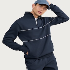 F&F Cotton Rich Regular Fit Half Zip Co-ord Sweatshirt in Navy