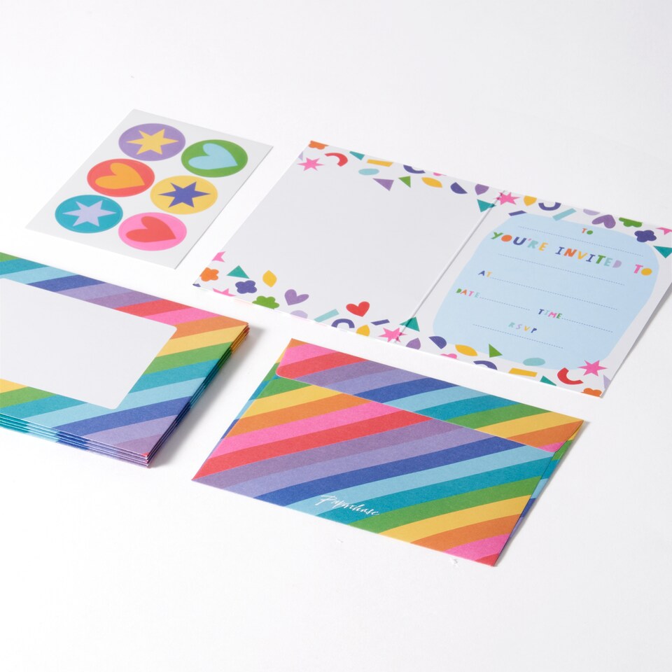 image 1 of Paperchase Rainbow 6 Pack Party Invitations