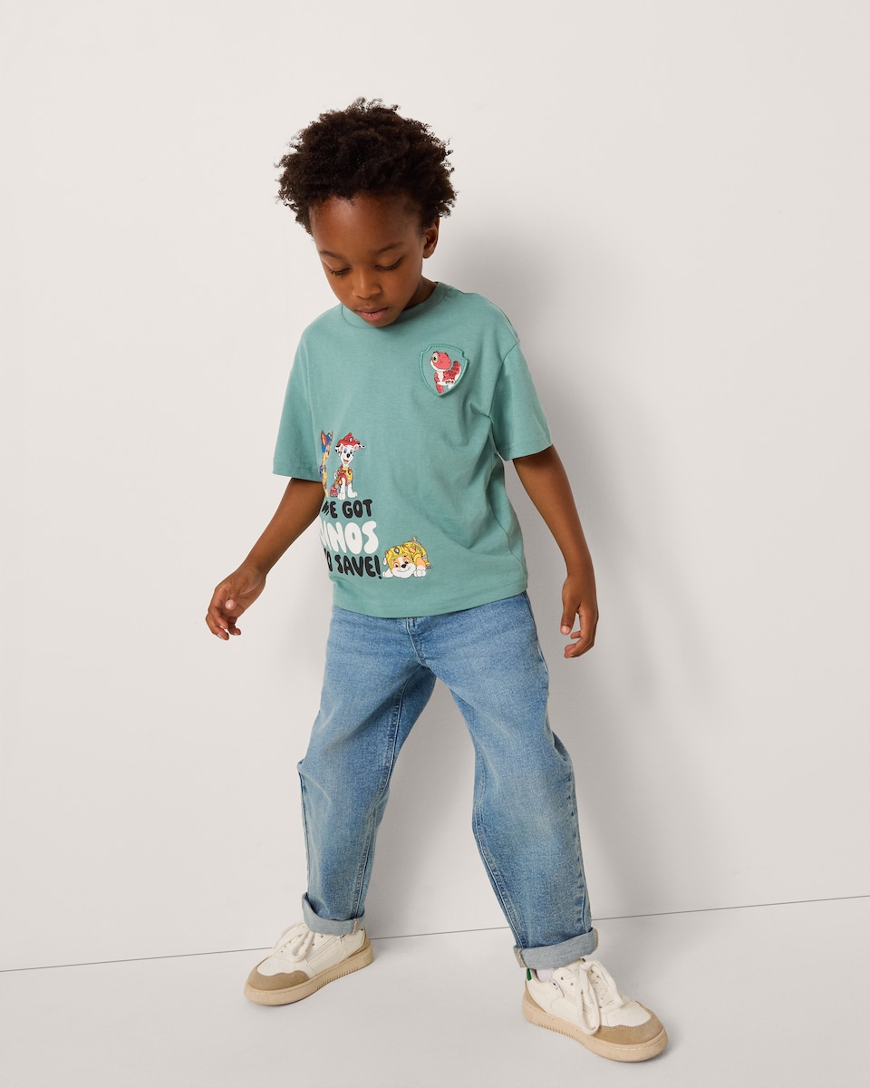 image 1 of Paw Patrol Pure Cotton Dino T-Shirt in Teal