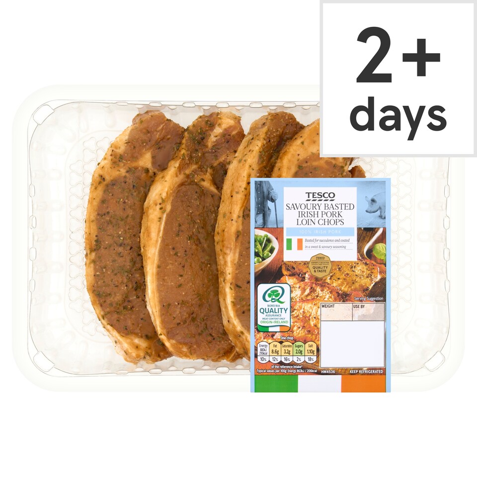 Tesco Savoury Basted Irish Pork Loin Chops 500g