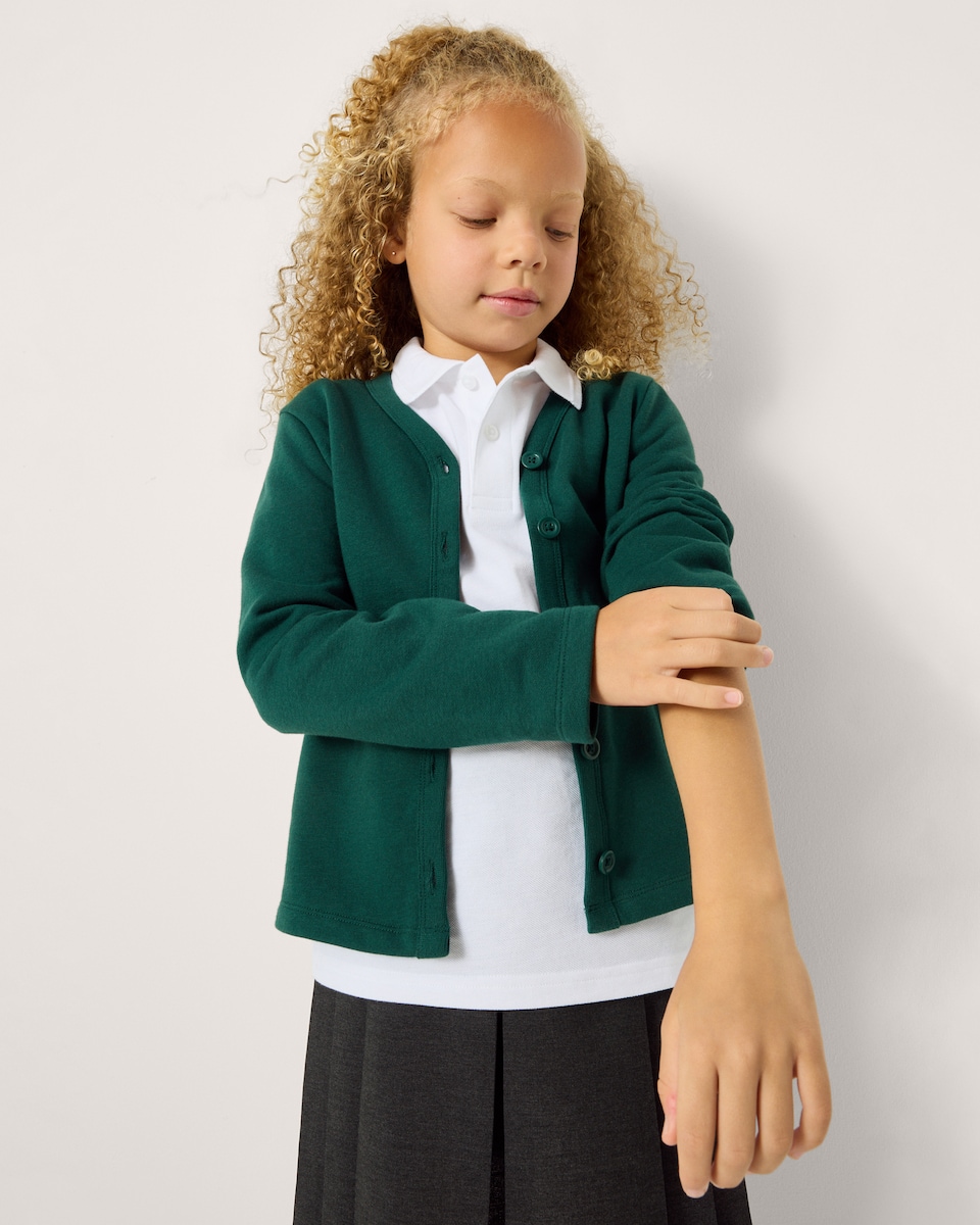 image 1 of F&F School Unisex 2-Pack Cotton Rich Sweat Cardigans in Green