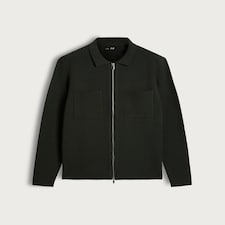 The F&F Edit Knitted Pocket Front Zip Up Collared Jacket in Khaki