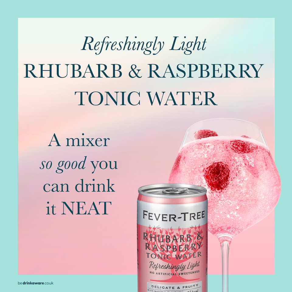 image 1 of Fever-Tree Light Rhubarb & Raspberry Tonic Water Cans 8x150ml