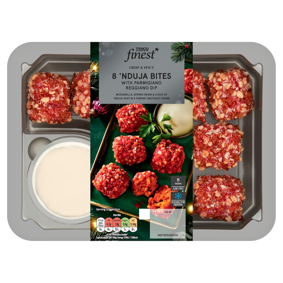 Tesco Finest 8 Nduja Bites with Parmigiano Reggiano Dip 252g