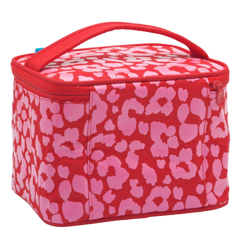 image 1 of Smash Red and Pink Leopard Print Lunch Bag