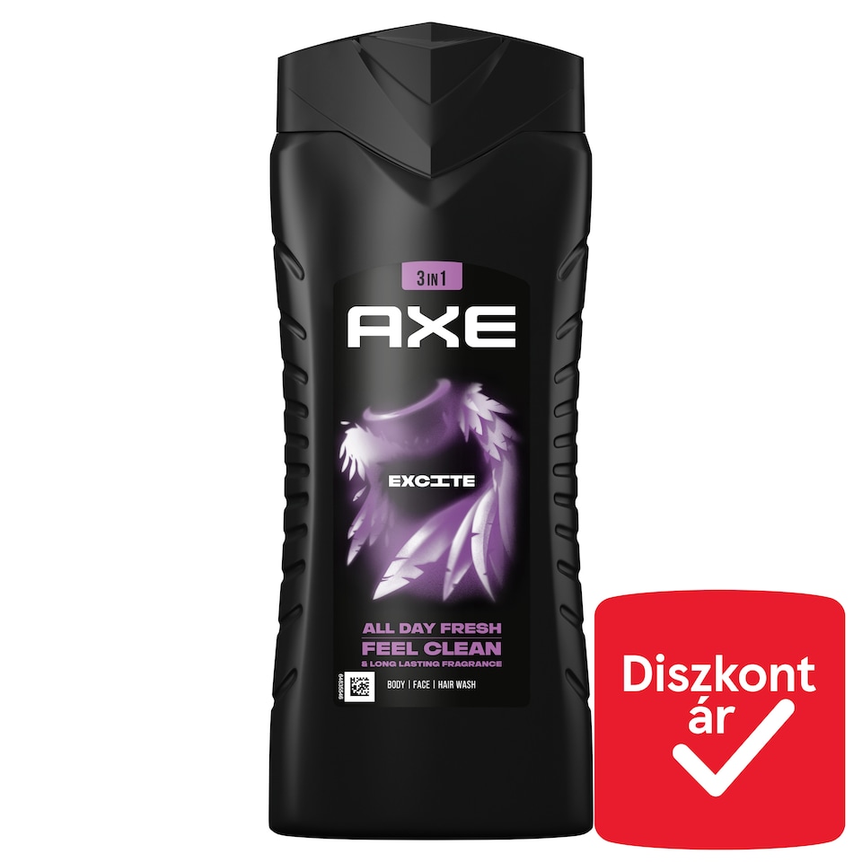 AXE Excite 3 in 1 tusfürdő testre, arcra, hajra 400 ml