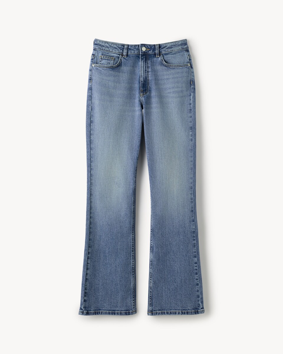 image 1 of F&F Mid Rise Bootcut Jeans in Blue