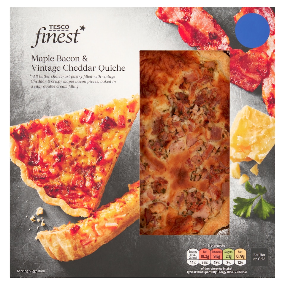 Tesco Finest Maple Bacon & Vintage Cheddar Quiche 400g