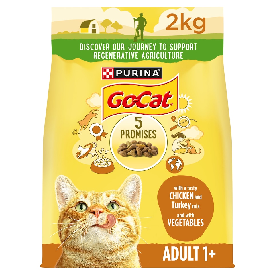 image 1 of Go-Cat Chicken Turkey And Vegetable Dry Cat Food 2Kg