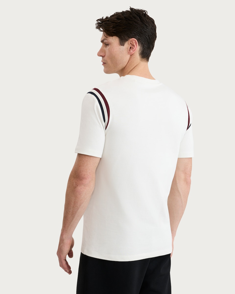 image 1 of F&F Pure Cotton Colour Block Short Sleeved T-Shirt in Cream