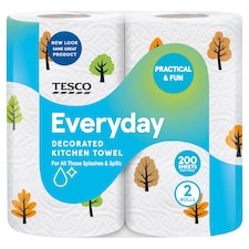 Tesco Decorated Kitchen Towel 2 Rolls