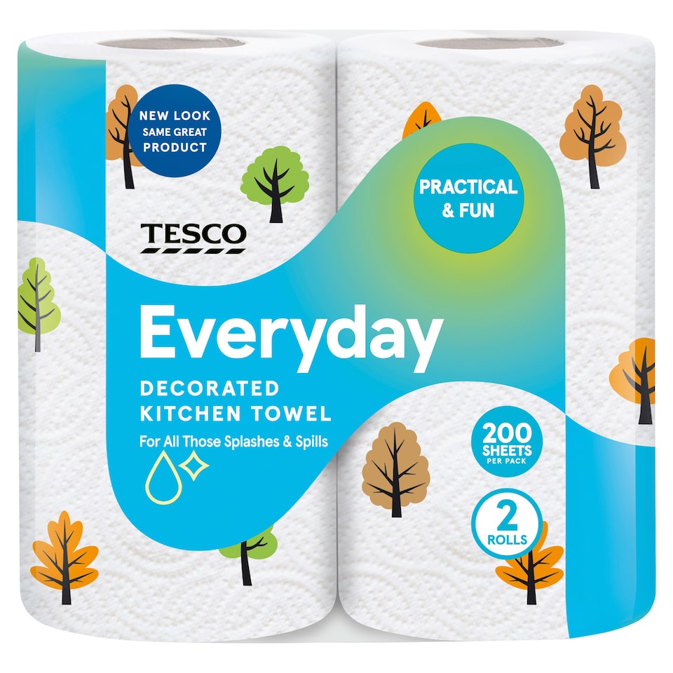 Tesco Decorated Kitchen Towel 2 Rolls