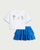 image 4 of F&F Girls 2-Piece Pure Cotton Sequin Top and Tiered Skirt Set in Multi Blue