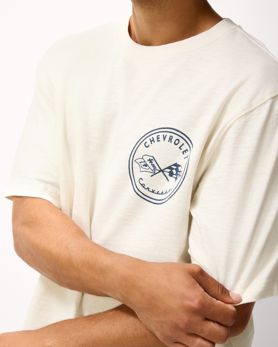 image 1 of RDA Chevrolet Pure Cotton T-Shirt in Cream