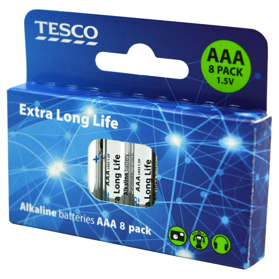 Tesco Extra Long Life AAA 8 Pack