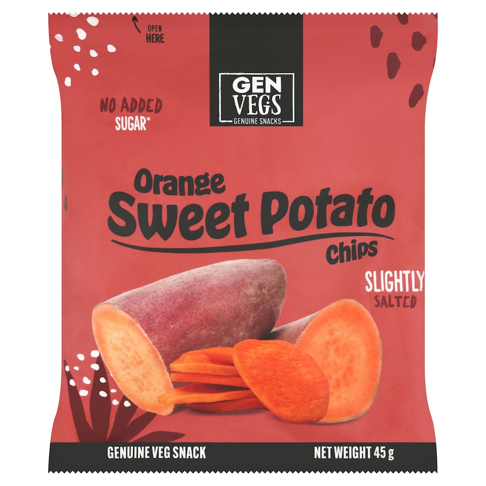 Genuine Snacks, Orange Sweet Potato Chips, salted 45g