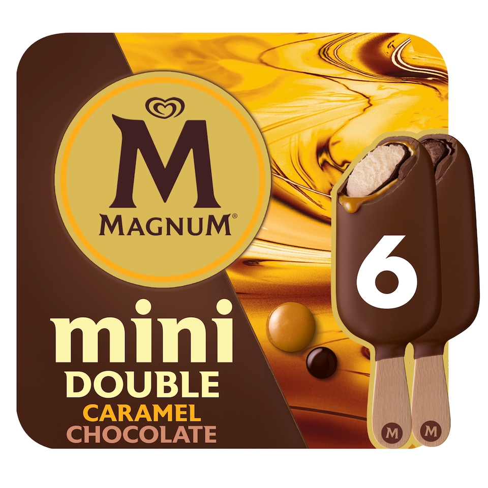 image 1 of Magnum Mini Double Chocolate & Caramel Ice Cream Sticks 6x55ml