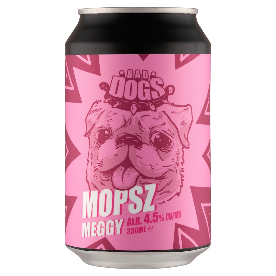 Bad Dogs Mopsz Meggy szűretlen felsőerjesztésű búzasör és meggyes üdítőital keveréke 4,5% 330 ml