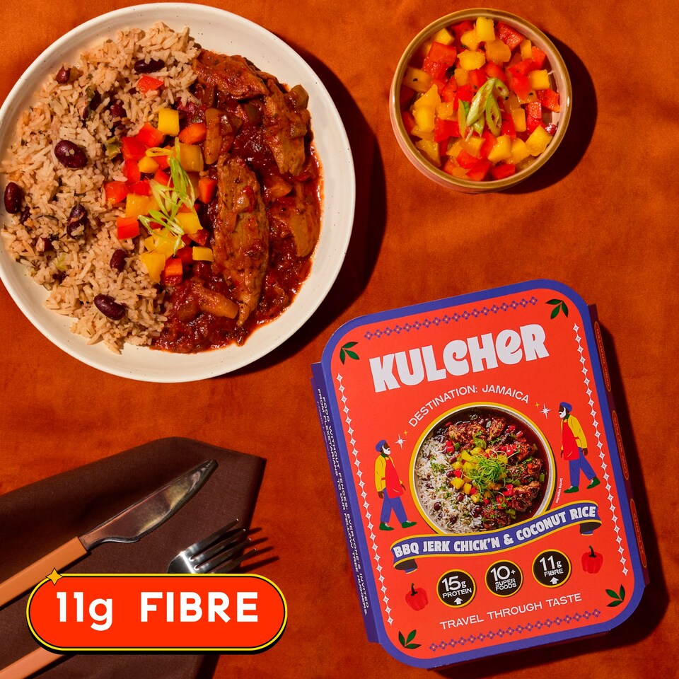 image 1 of Kulcher Kitchen BBQ Jerk Chick’n with Coconut Rice and Mango Salsa 360g