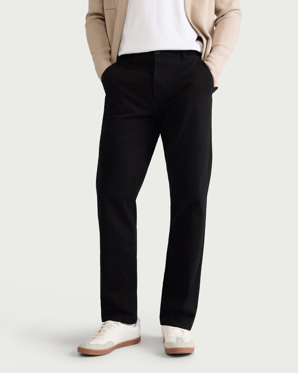 image 1 of F&F Cotton Rich FREEFIT® Chino Trousers in Black