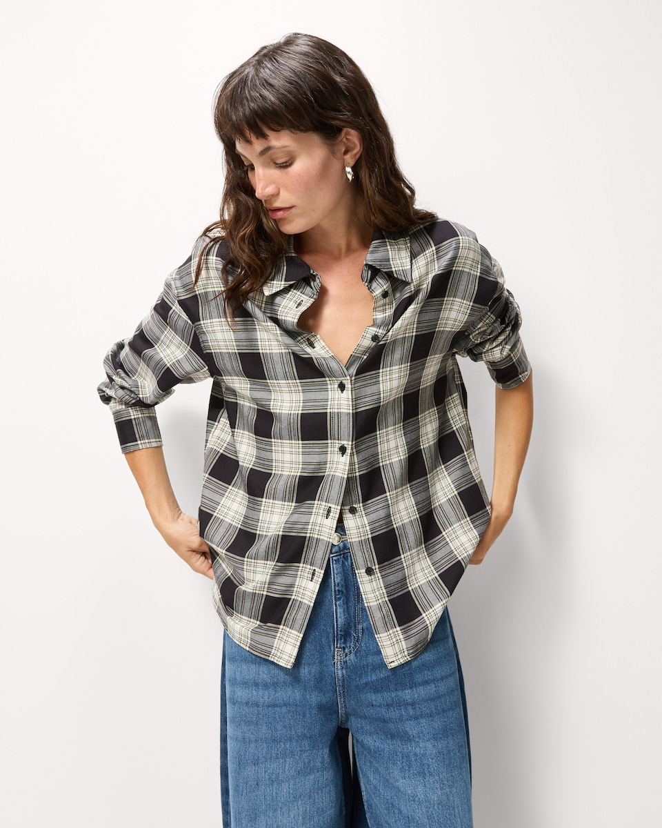 image 1 of F&F Checked Shirt in Multi Black White