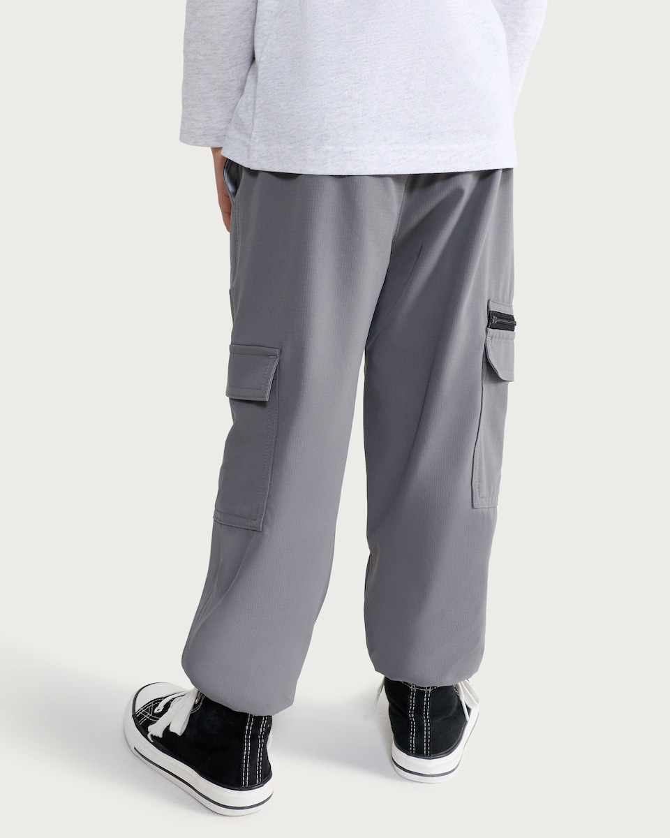 image 1 of F&F Boys Cargo Drawstring Trousers in Grey