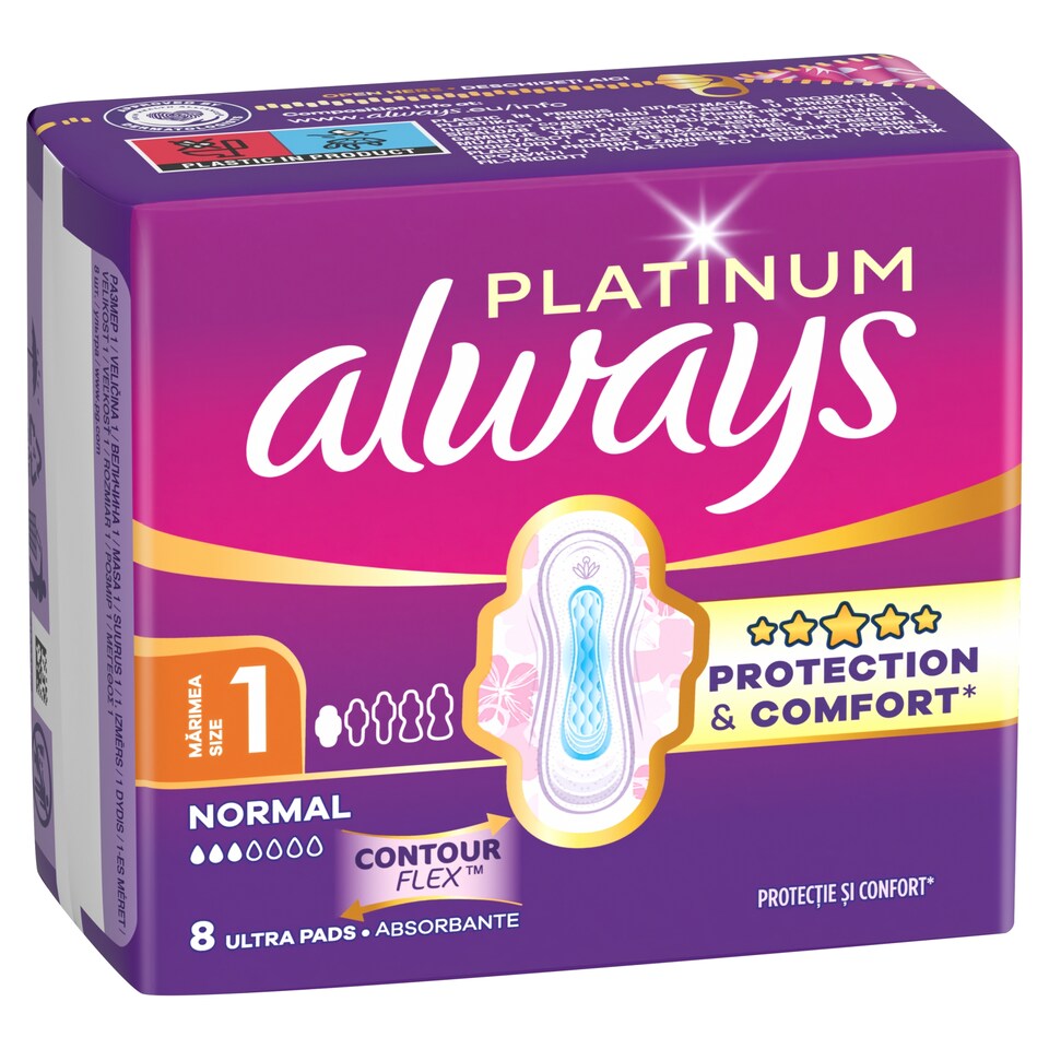 image 1 of Always Platinum Sanitary Towels Normal (Size 1) 8 Pads