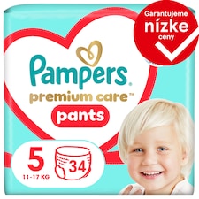 Pampers Premium Care plienkové nohavičky veľkosť 5, 34 plienok, 11kg-17kg