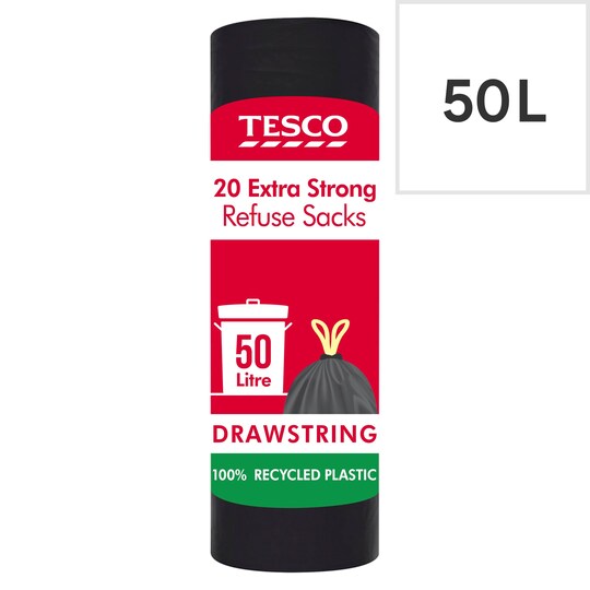 Tesco 20 Extra Strong Drawstring Refuse Sacks 50L Tesco Groceries