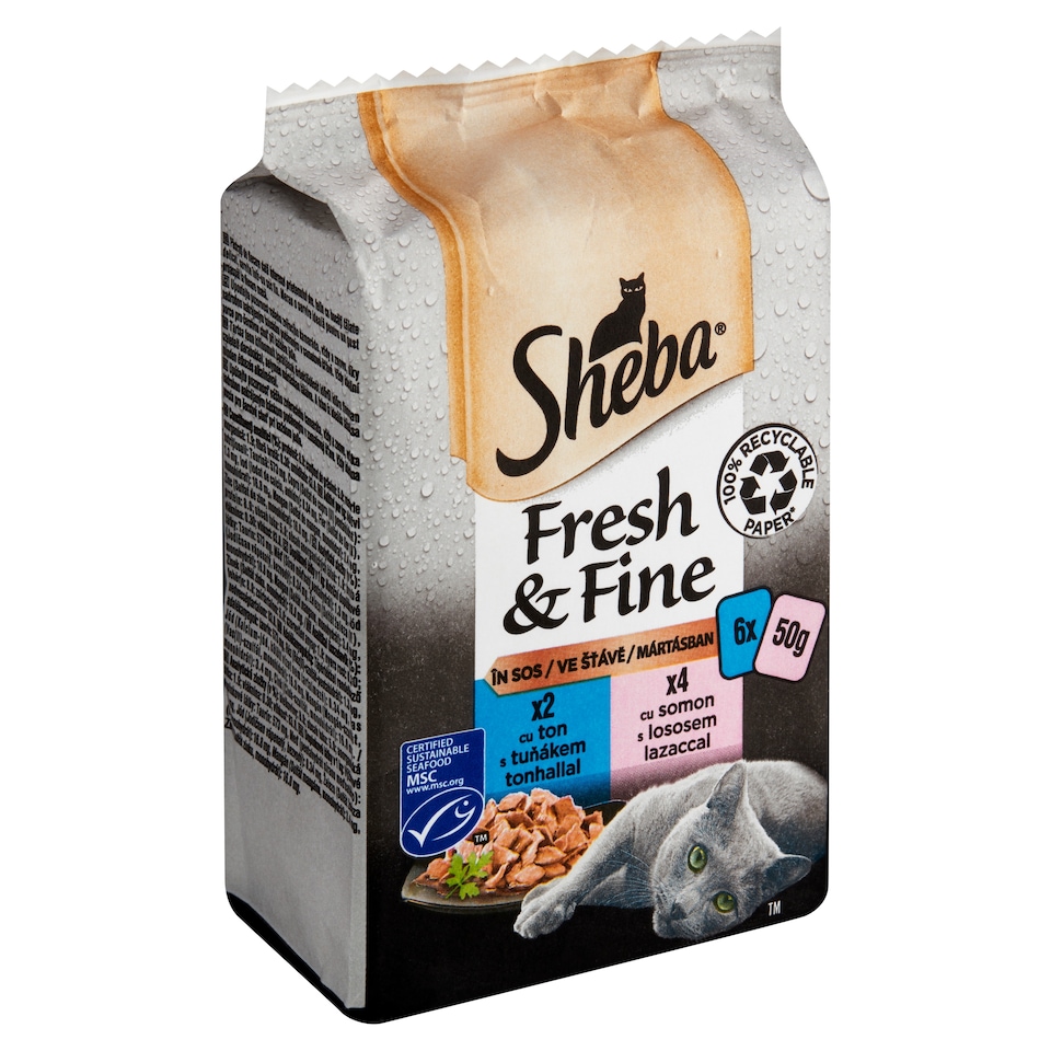 Obrázek 1 pro produkt Sheba Fresh & Fine Kompletní mokré krmivo pro dospělé kočky ve šťávě 6 x 50g (300g)
