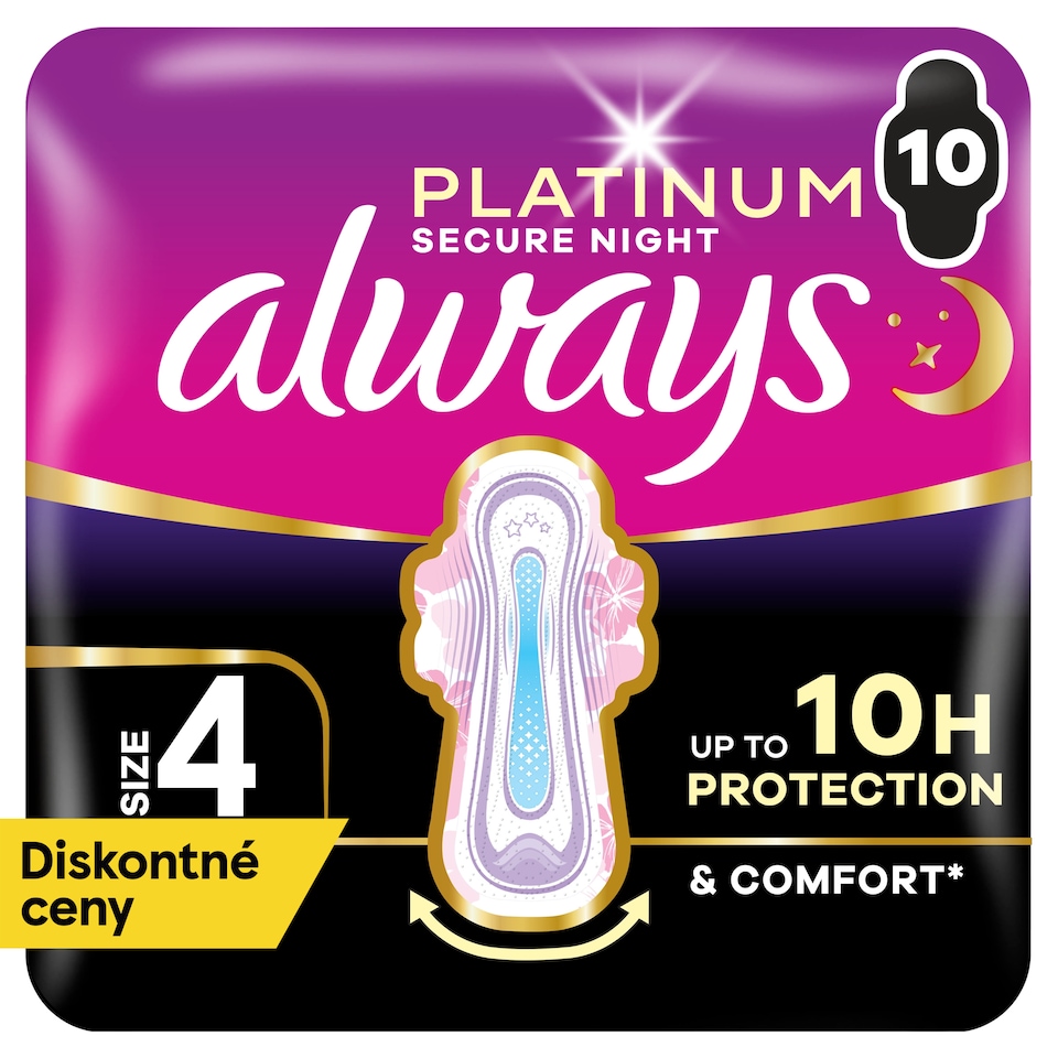 obrázok 1 z Always Platinum Hygienické Vložky Secure Night (Veľkosť 4) 10 Vložiek