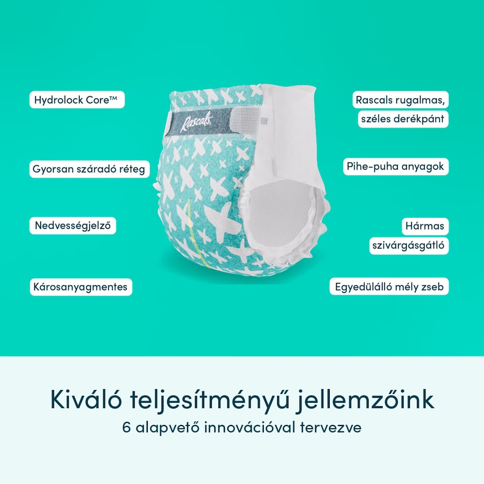 Rascals Premium Unisex pelenka, méret: 7, 17+ kg, 26 db  1. kép