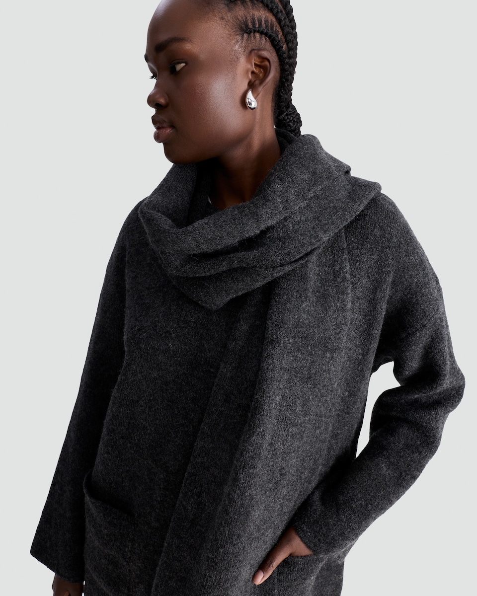 image 1 of F&F Knitted Scarf Detail Cardigan with Wool in Grey