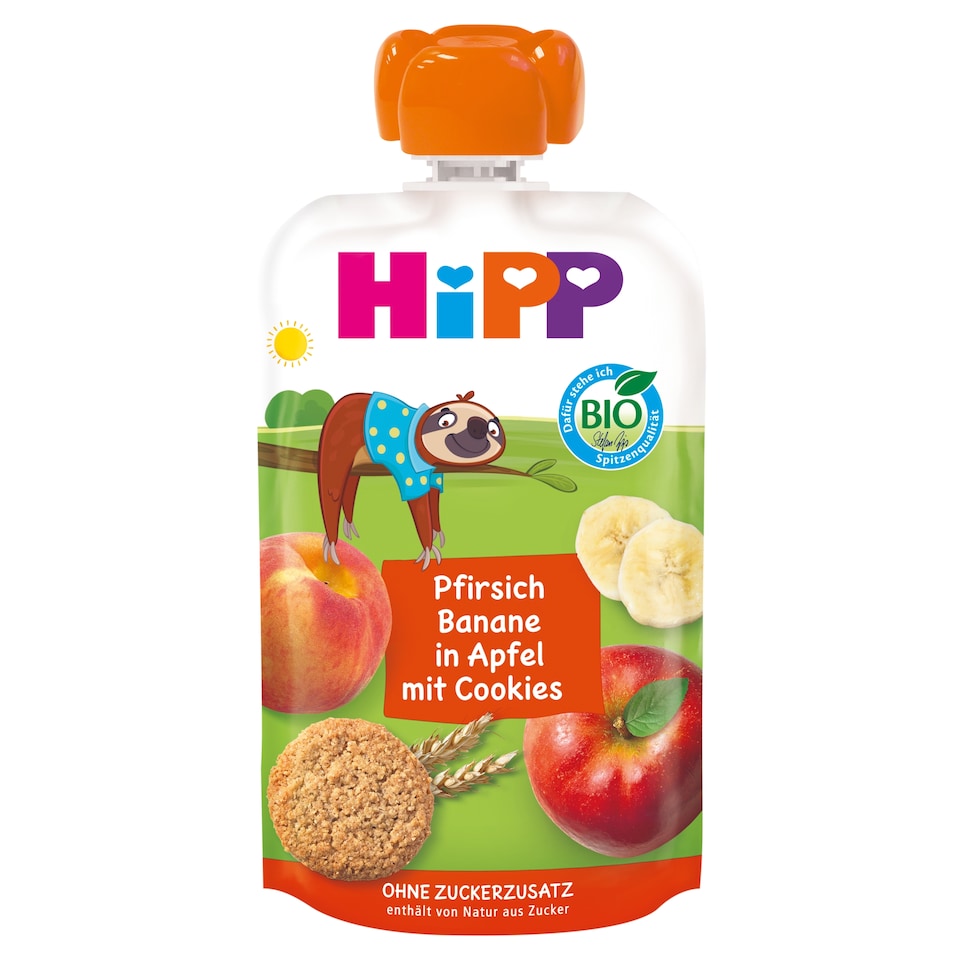HiPP HiPPiS Organic Apple-Banana-Peach with Biscuit Fruit Product 1+ Year 100 g