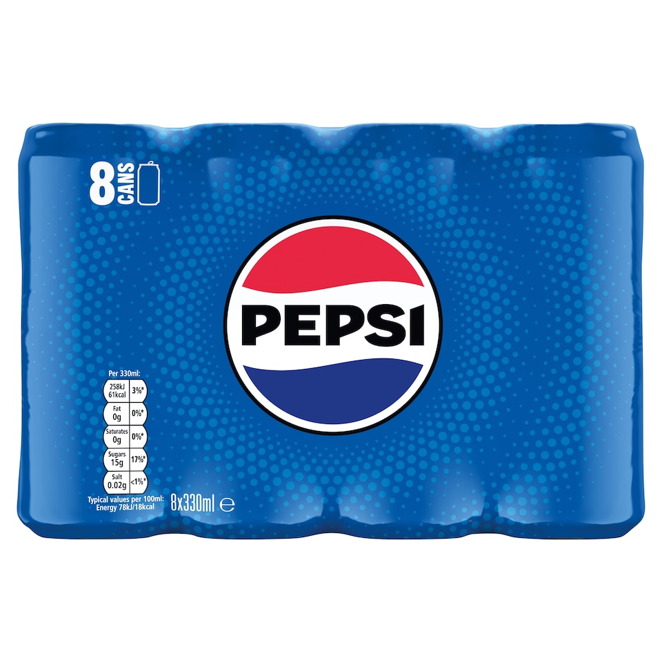 Pepsi Cola Soft Drink 8 x 330ml