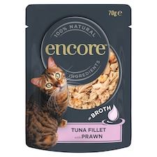 Encore Natural Wet Cat Food Tuna Fillet with Prawn in Broth Pouch 70g