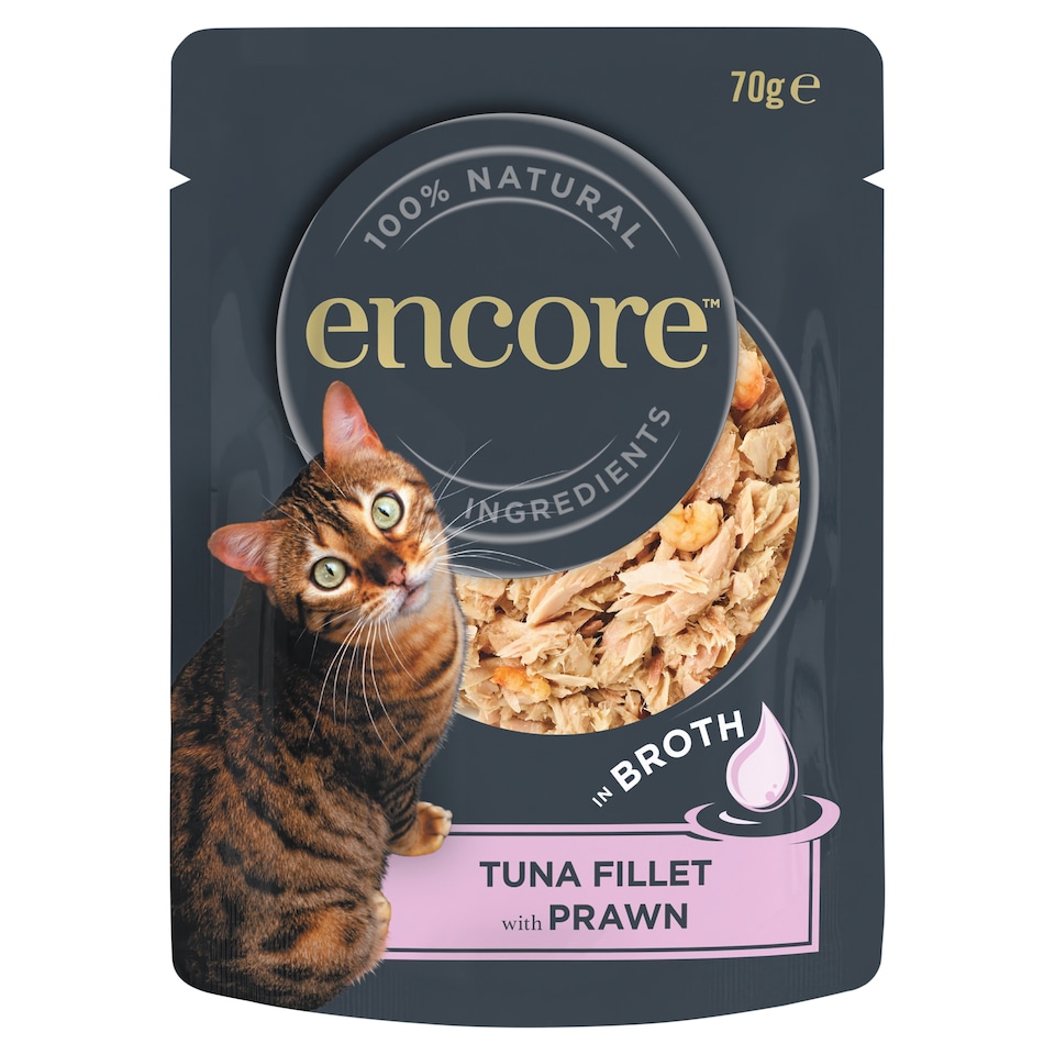 image 1 of Encore Natural Wet Cat Food Tuna Fillet with Prawn in Broth Pouch 70g