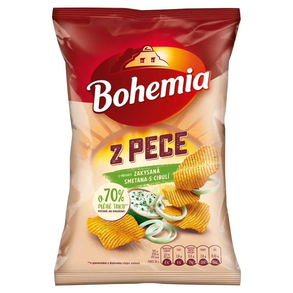 Bohemia Z pece bramborový snack s příchutí zakysané smetany a cibule 100g