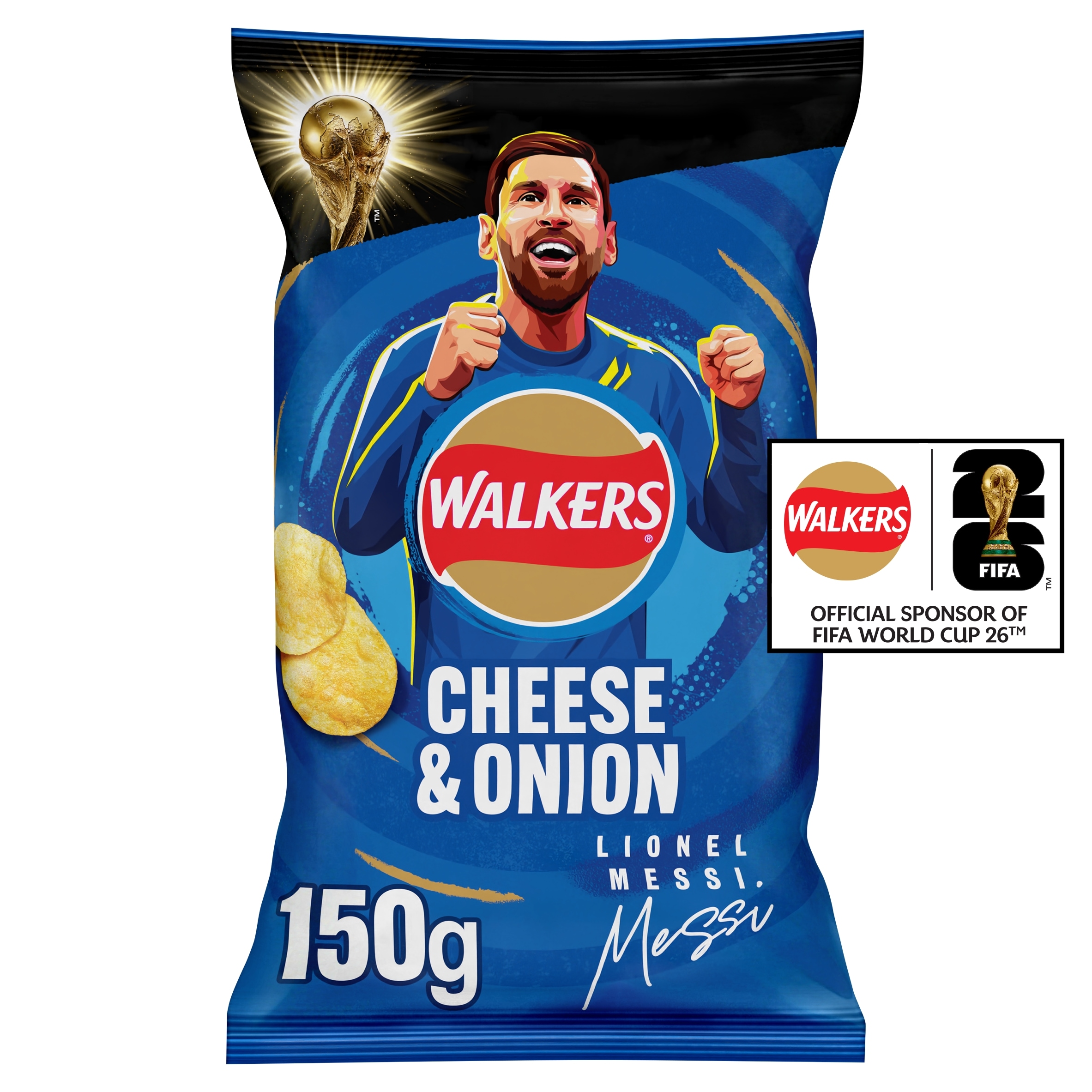 Walkers Glorious Cheese & Onion Flavour Potato Crisps 150g