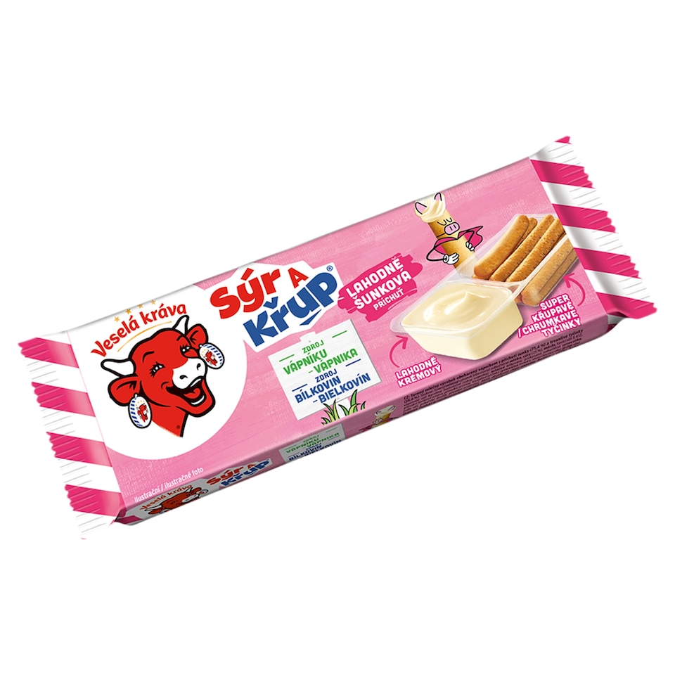 Veselá Kráva Cheese and Crisps Delicious Creamy Cheese & Super Crispy Sticks Ham Flavor 35 g